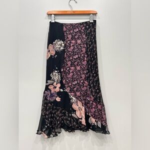 Laundry By Shelli Segal Patchwork Floral & Paisley Sheer Silk Fairy Skirt